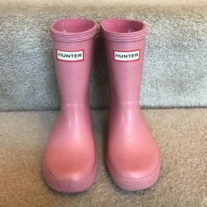 Pink Sparkle Hunter Boots Toddler 9